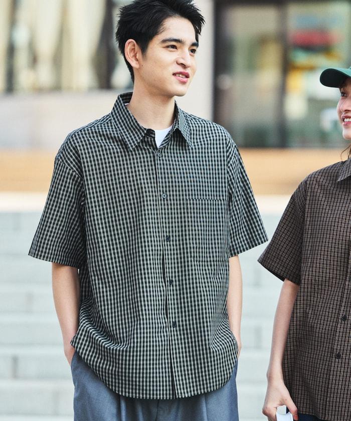 Relax Fit 舒適版型 常規領 短袖 格子襯衫