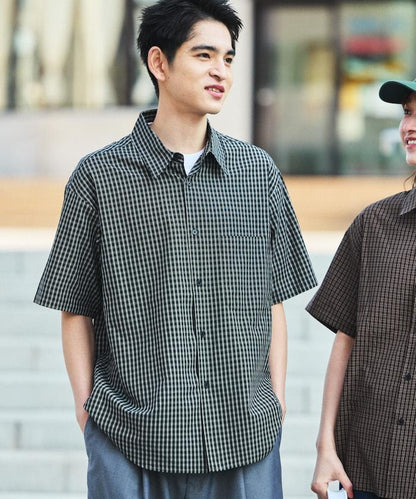 Relax Fit 舒適版型 常規領 短袖 格子襯衫