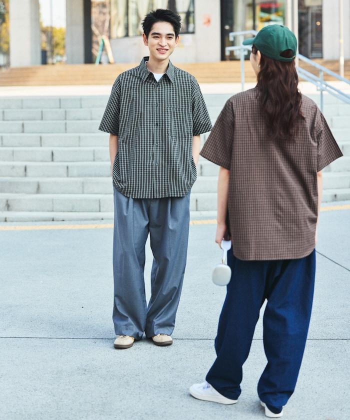 Relax Fit 舒適版型 常規領 短袖 格子襯衫