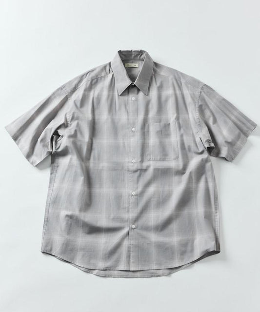 大尺寸 短袖 漸變格子 襯衫