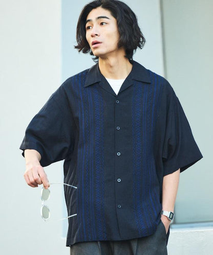 Relax Fit 舒適版 麻混織 設計刺繡 古巴襯衫 【限定推出】
