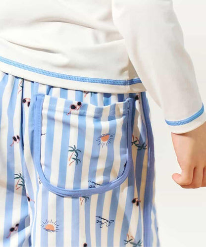 恐龍·條紋防曬衣配男士泳褲