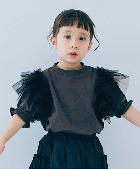 【連衣裙】蓬鬆荷葉邊泡泡袖T恤