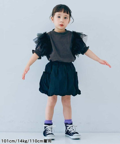 【連衣裙】蓬鬆荷葉邊泡泡袖T恤