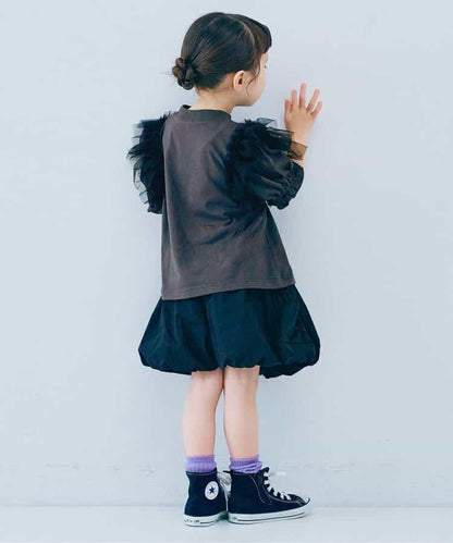 【連衣裙】蓬鬆荷葉邊泡泡袖T恤