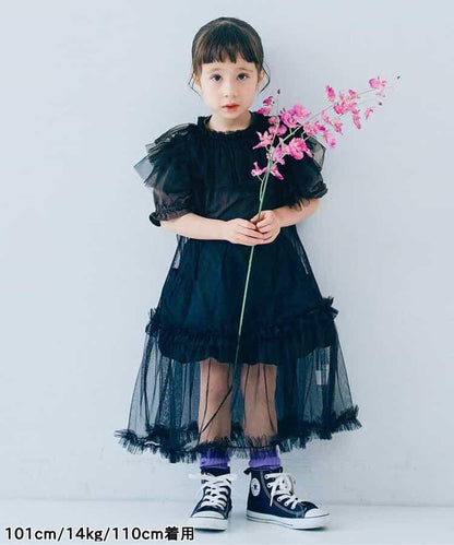 【連衣裙】蓬鬆荷葉邊泡泡袖T恤