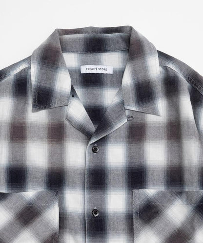 磨邊處理 開領 漸變格子襯衫 短袖