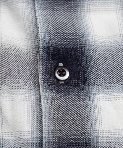 磨邊處理 開領 漸變格子襯衫 短袖