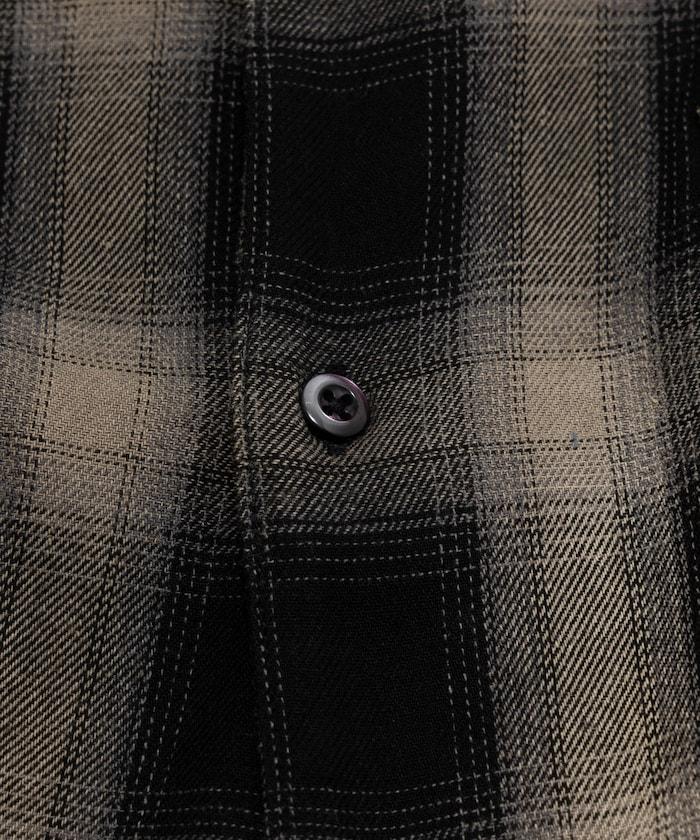 磨邊處理 開領 漸變格子襯衫 短袖