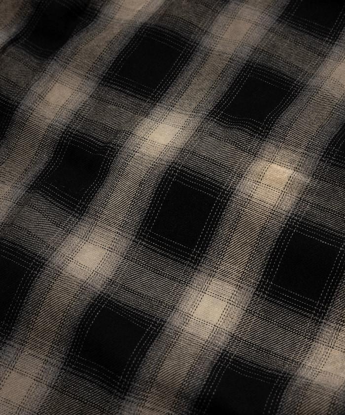 磨邊處理 開領 漸變格子襯衫 短袖