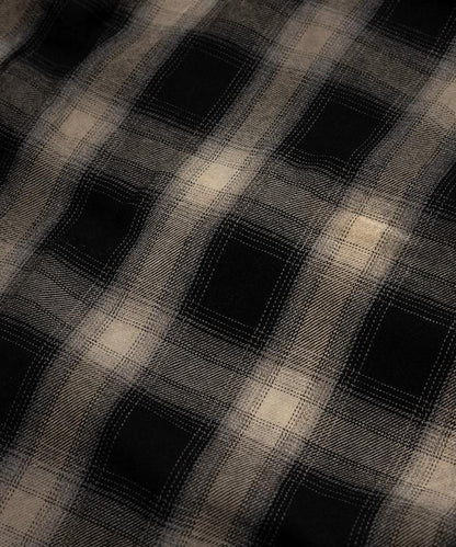 磨邊處理 開領 漸變格子襯衫 短袖