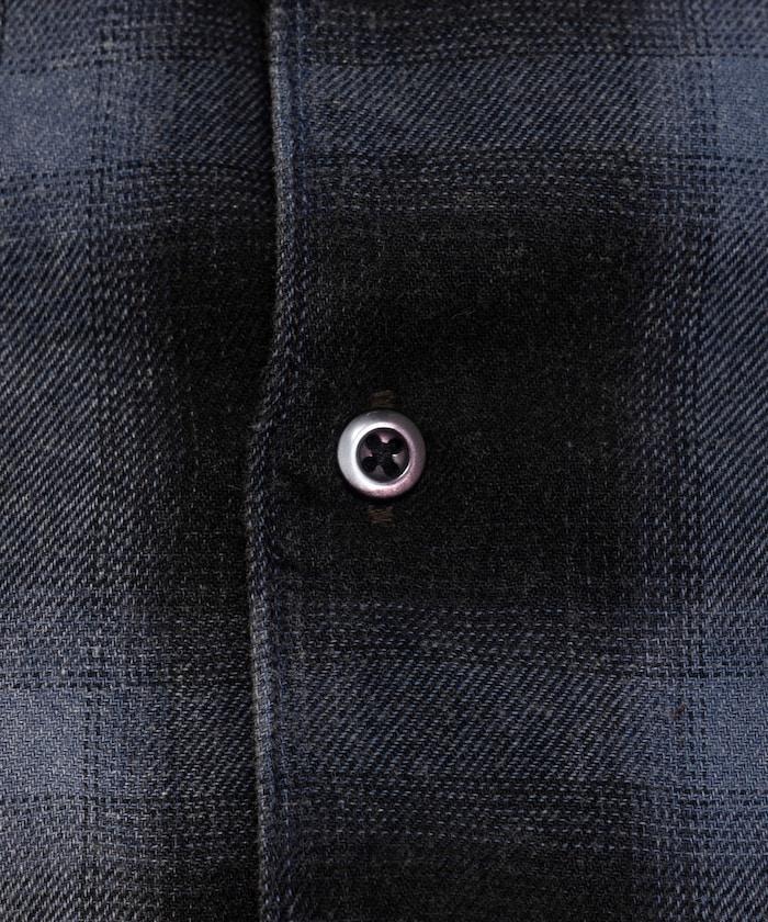 磨邊處理 開領 漸變格子襯衫 短袖