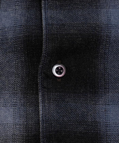 磨邊處理 開領 漸變格子襯衫 短袖