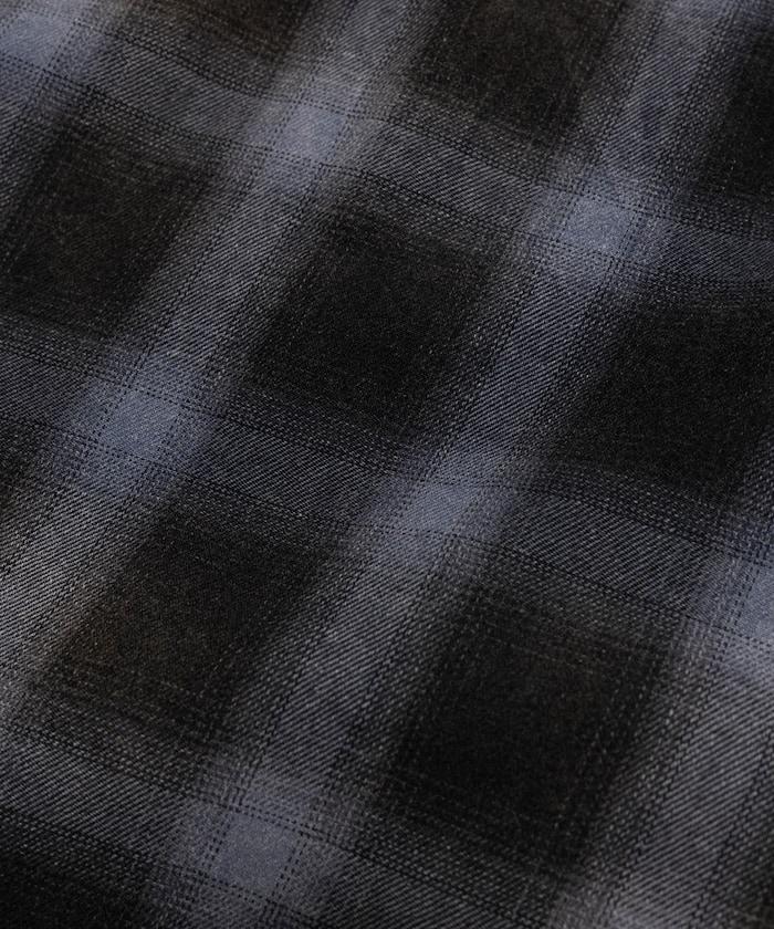 磨邊處理 開領 漸變格子襯衫 短袖