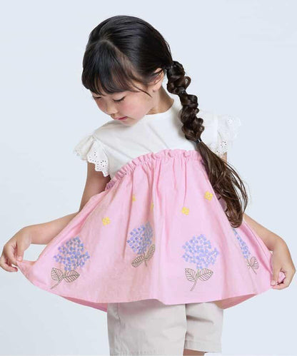 【連衣裙】繡花拼接上衣