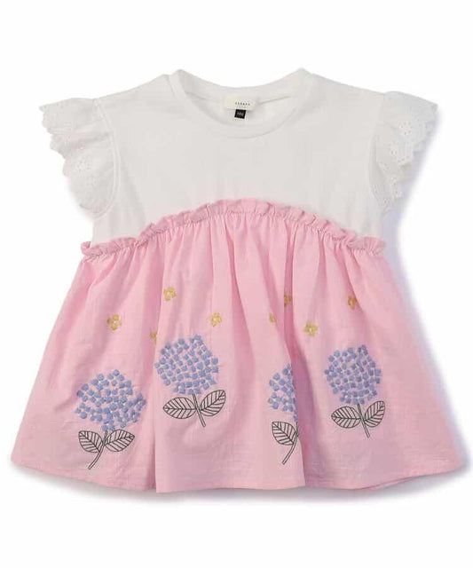 【連衣裙】繡花拼接上衣