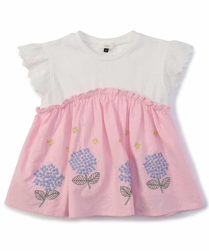 【連衣裙】繡花拼接上衣