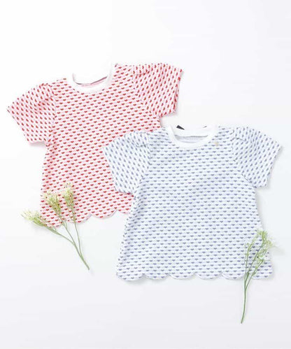 扇邊心形提花T恤