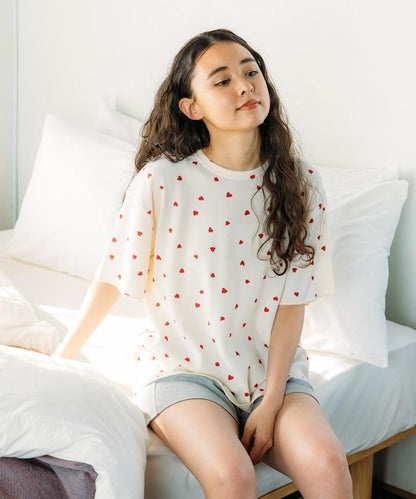 聯名重 心形T恤 純色短褲 室內套裝