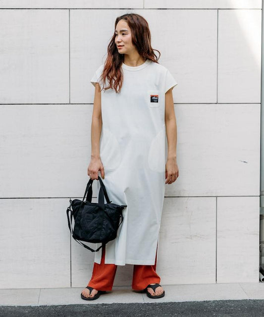 設計 帶口袋 法式短袖連衣裙