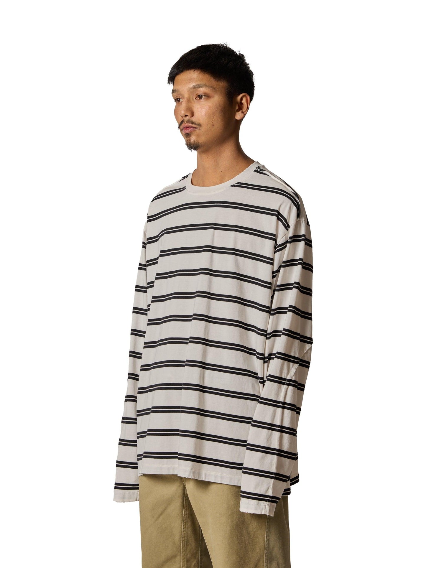 研究長袖T恤/棉邊針織衫