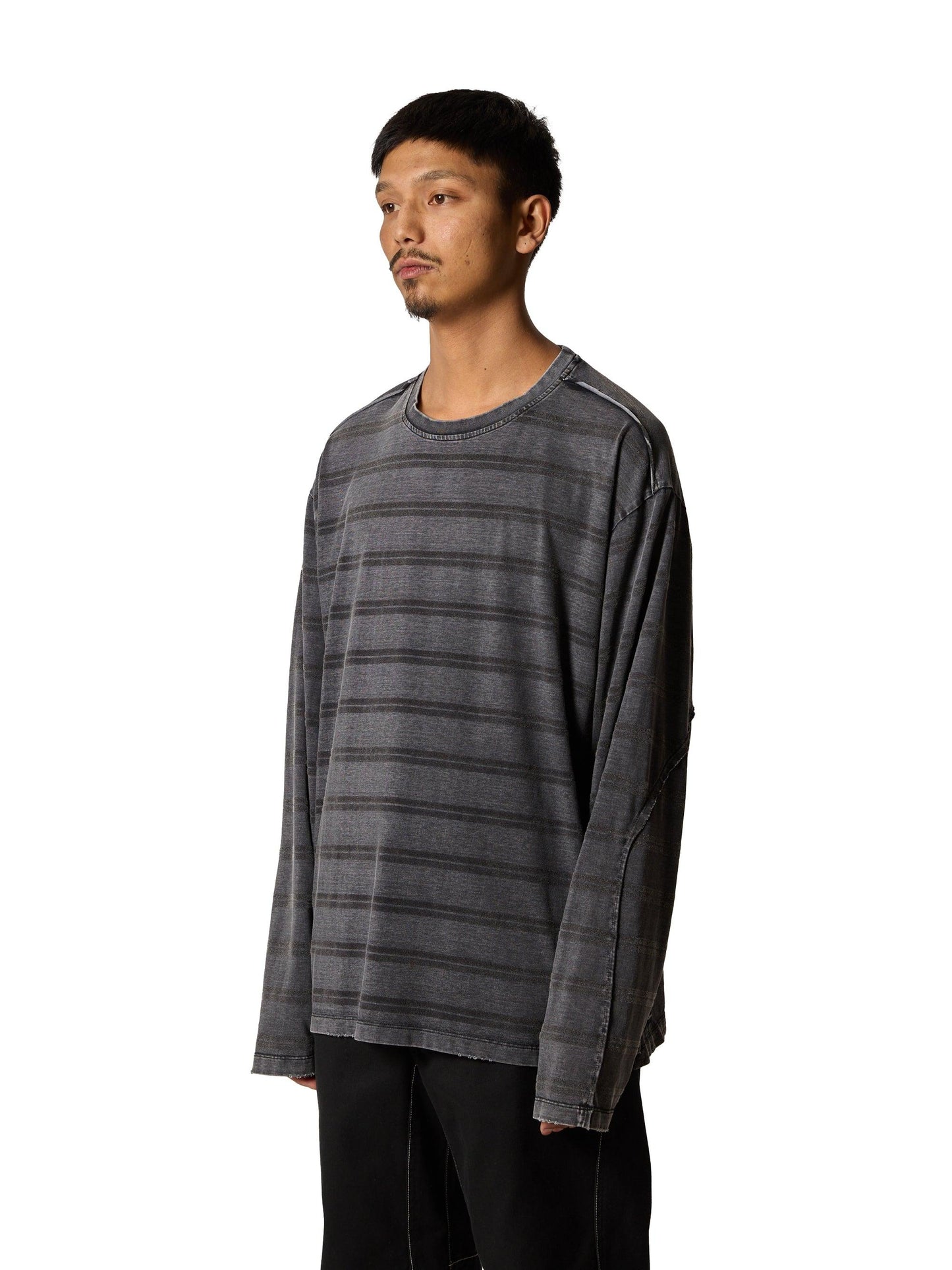 研究長袖T恤/棉邊針織衫