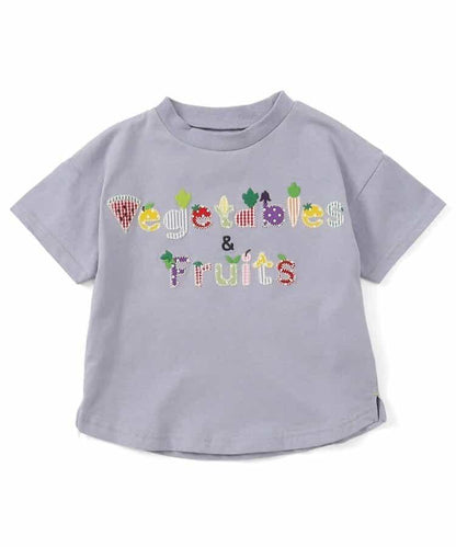 水果和蔬菜標誌刺繡＆強勁動物印花T恤