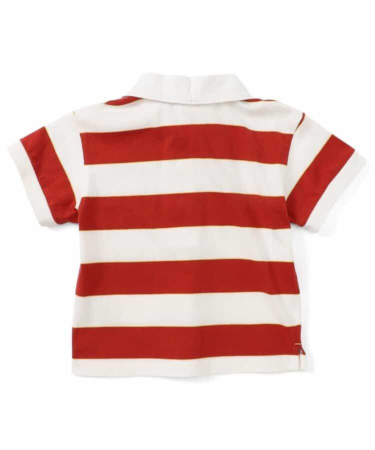 帶有許多繡章的條紋Polo衫