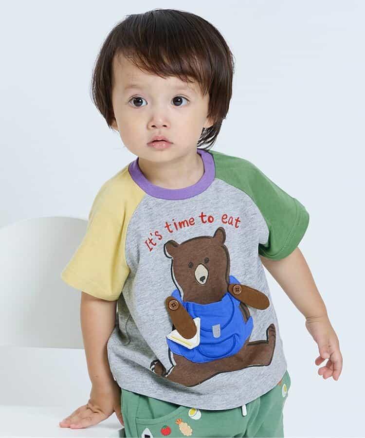 熊和獅子野餐午餐機關印花T恤