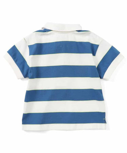 帶有許多繡章的條紋Polo衫