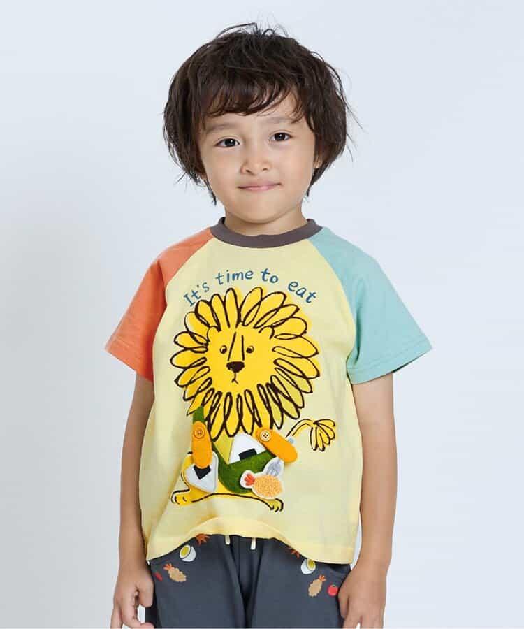 熊和獅子野餐午餐機關印花T恤