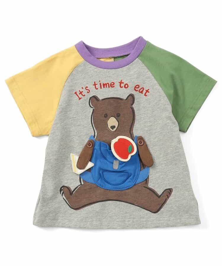 熊和獅子野餐午餐機關印花T恤