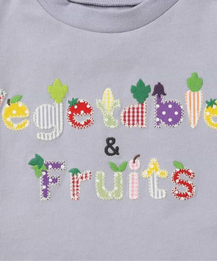 水果和蔬菜標誌刺繡＆強勁動物印花T恤