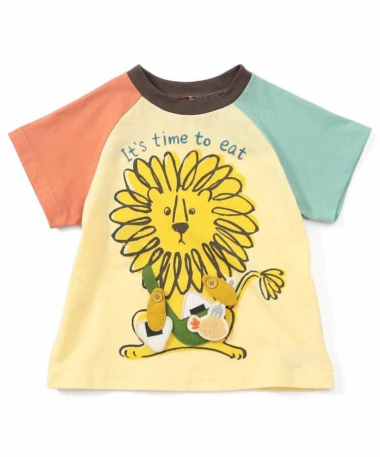 熊和獅子野餐午餐機關印花T恤