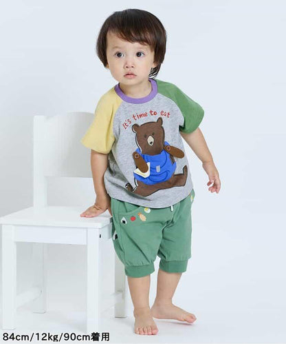 熊和獅子野餐午餐機關印花T恤