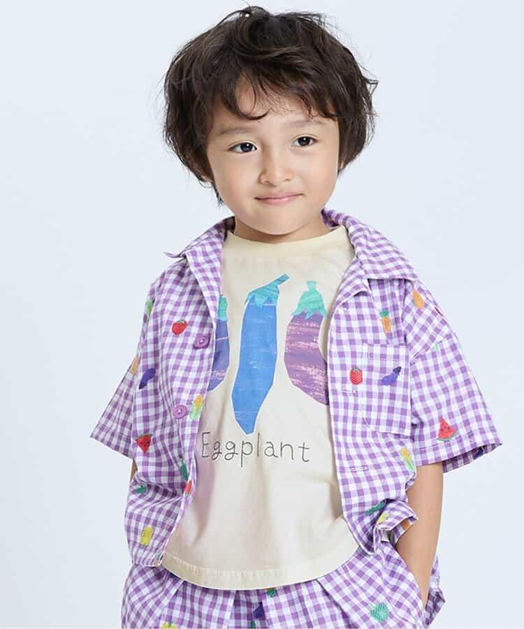 各種水果和蔬菜剪紙印花T恤