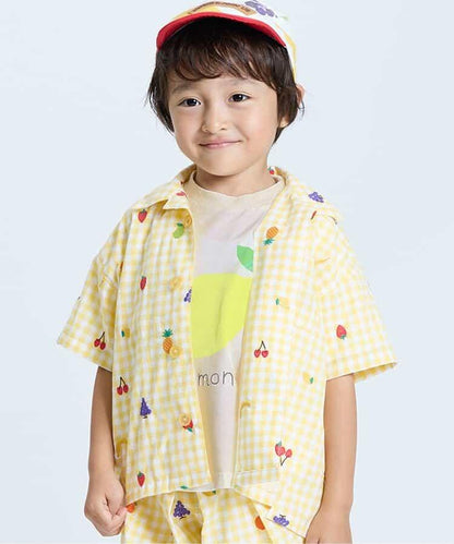 各種水果和蔬菜剪紙印花T恤