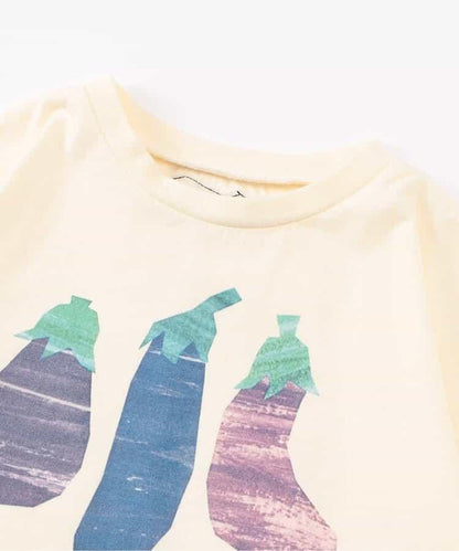 各種水果和蔬菜剪紙印花T恤