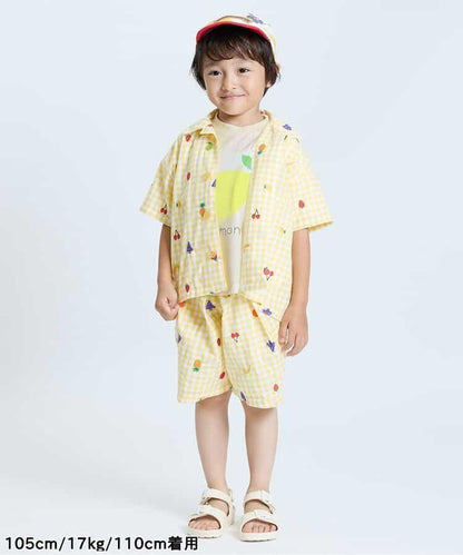 各種水果和蔬菜剪紙印花T恤