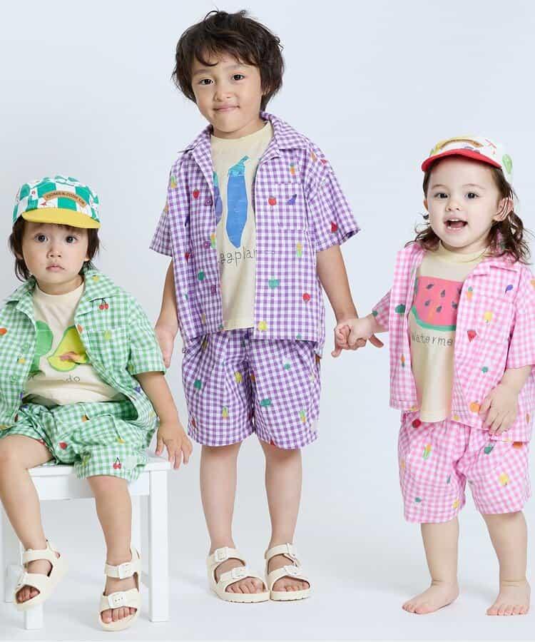 各種水果和蔬菜剪紙印花T恤