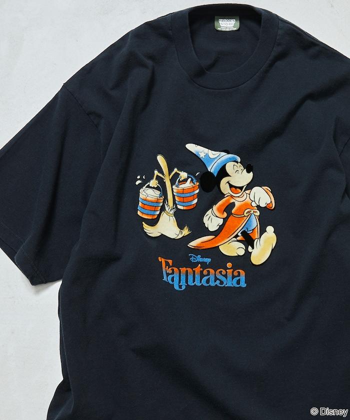 DISNEY/《迪士尼》/『幻想曲』/藍色/米奇老鼠/絨布印花 圓領T恤