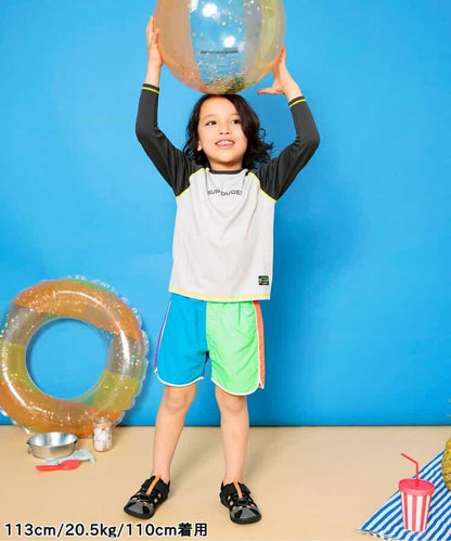 彩色拼接海灘短褲