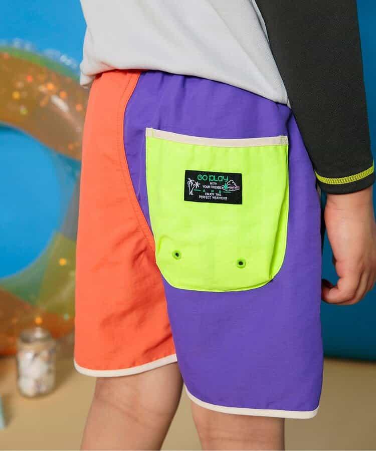 彩色拼接海灘短褲