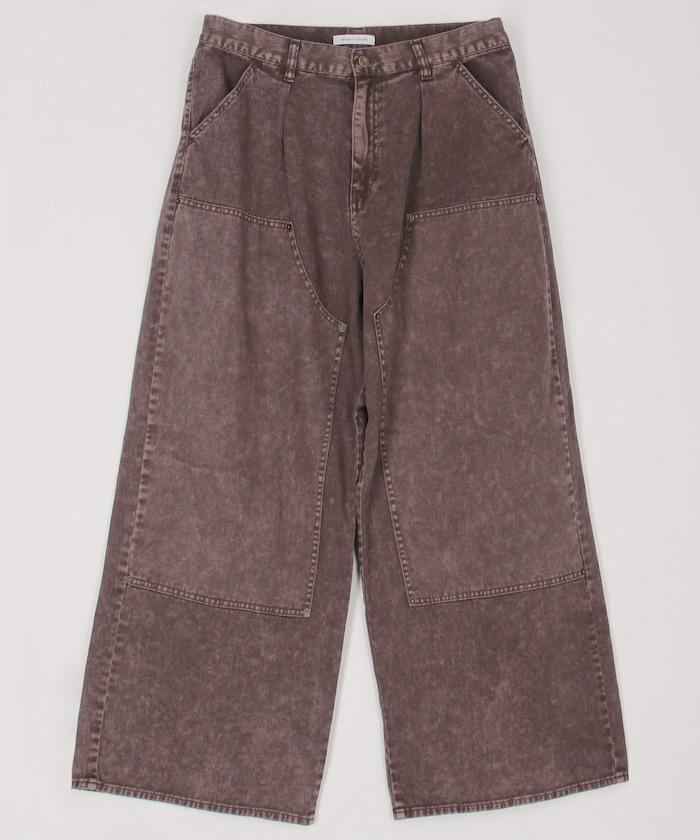 寬鬆直筒 雙膝異色牛仔褲