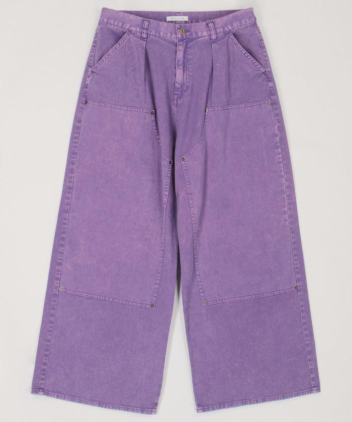 寬鬆直筒 雙膝異色牛仔褲