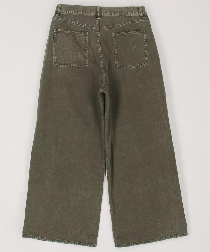 寬鬆直筒 雙膝異色牛仔褲