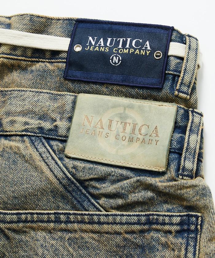 雙腰破洞寬鬆修身褲裙牛仔褲