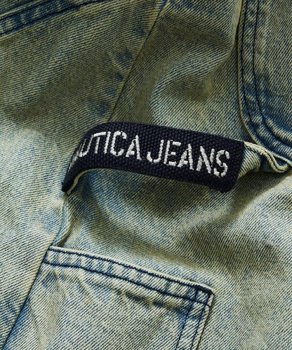 雙腰破洞寬鬆修身褲裙牛仔褲