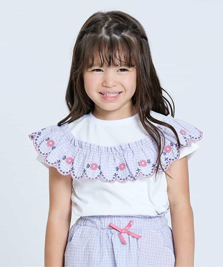 【連衣裙】少女格紋荷葉邊T恤