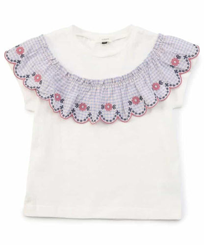 【連衣裙】少女格紋荷葉邊T恤